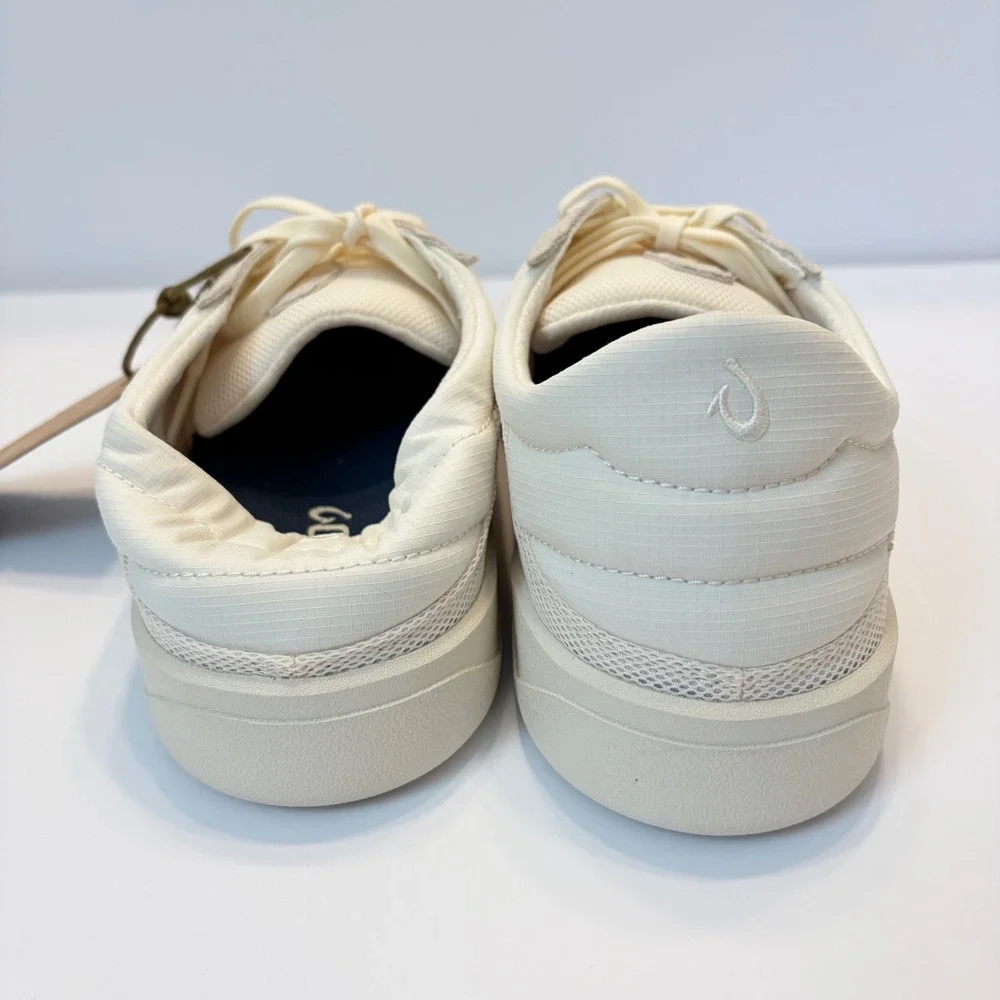NEW OluKai Punini Mens White Sand Mesh Suede Drop-In Heel Sneakers  10.5M Casual